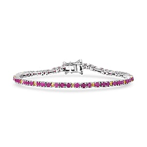 EverTrue Ruby 7.15 ctw Bracelet in 18K YG Plated and Platinum Bond (8.00 In)