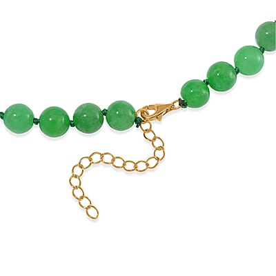 Green Jade (D) and Multi Gemstone 220.90 ctw Dragon Necklace in 18K Vermeil Yellow Gold Over Sterling Silver 18-20 Inches