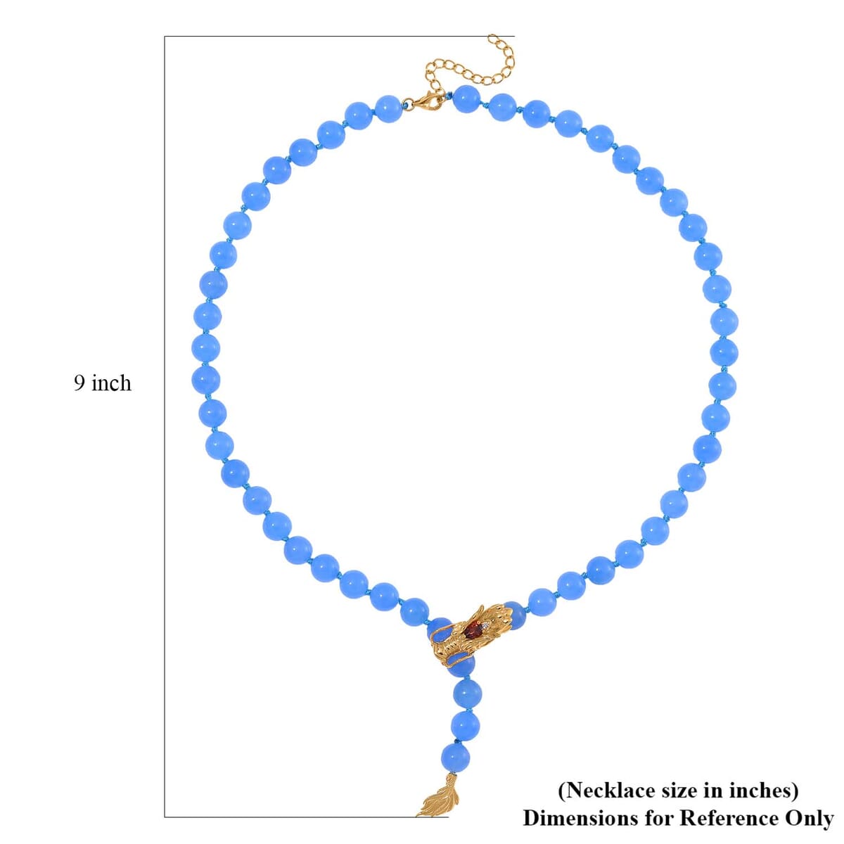 Blue Jade (D) and Multi Gemstone 233.00 ctw Dragon Necklace in 18K Vermeil Yellow Gold Over Sterling Silver 18-20 Inches image number 5