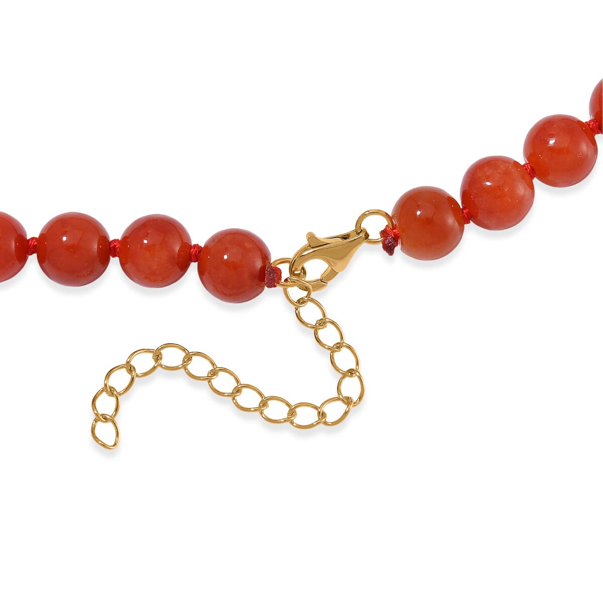 Red Jade (D) and Multi Gemstone 216.00 ctw Dragon Necklace in 18K Vermeil Yellow Gold Over Sterling Silver 18-20 Inches image number 4
