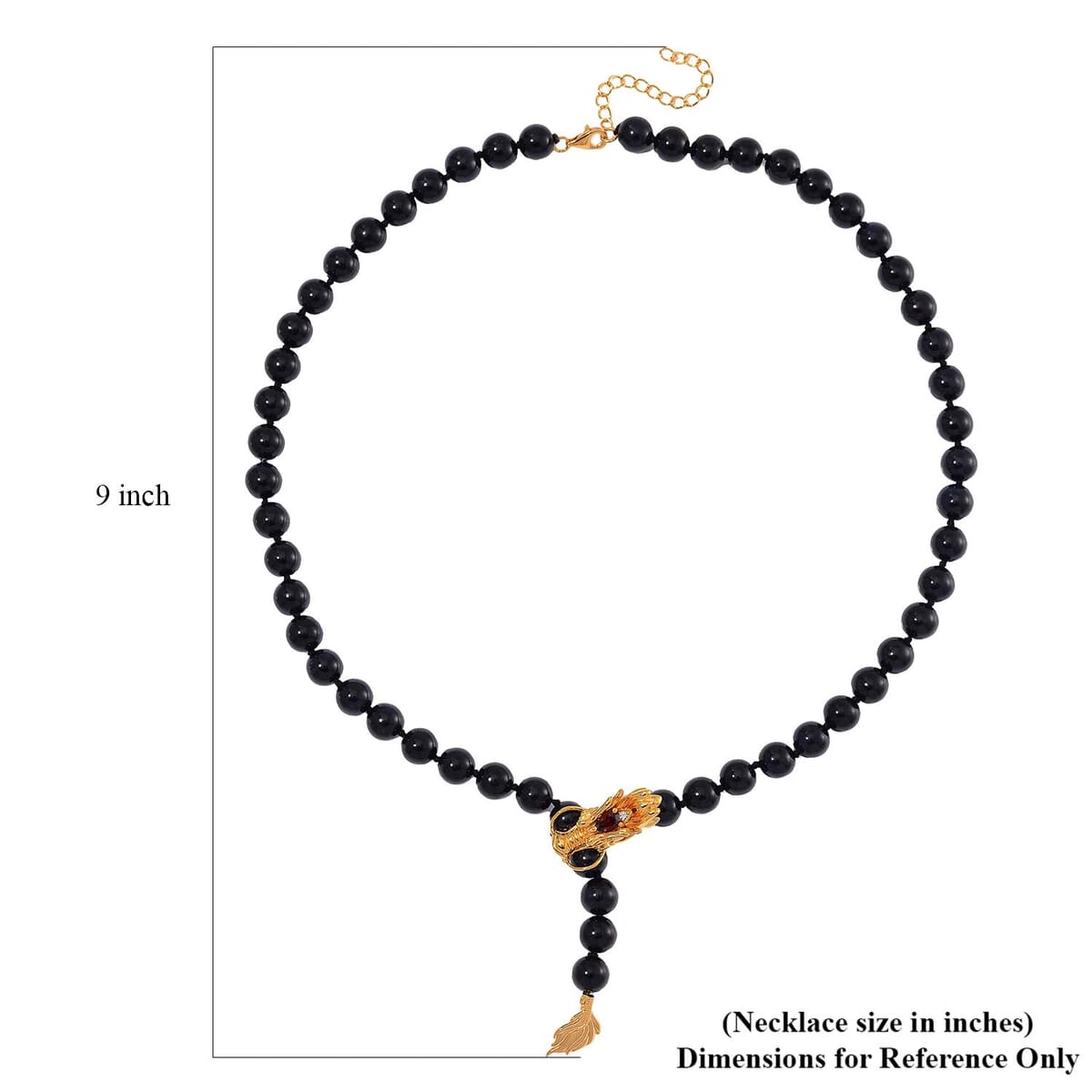 Black Jade (D) and Multi Gemstone 227.60 ctw Dragon Necklace in 18K Vermeil Yellow Gold Over Sterling Silver 18-20 Inches image number 5