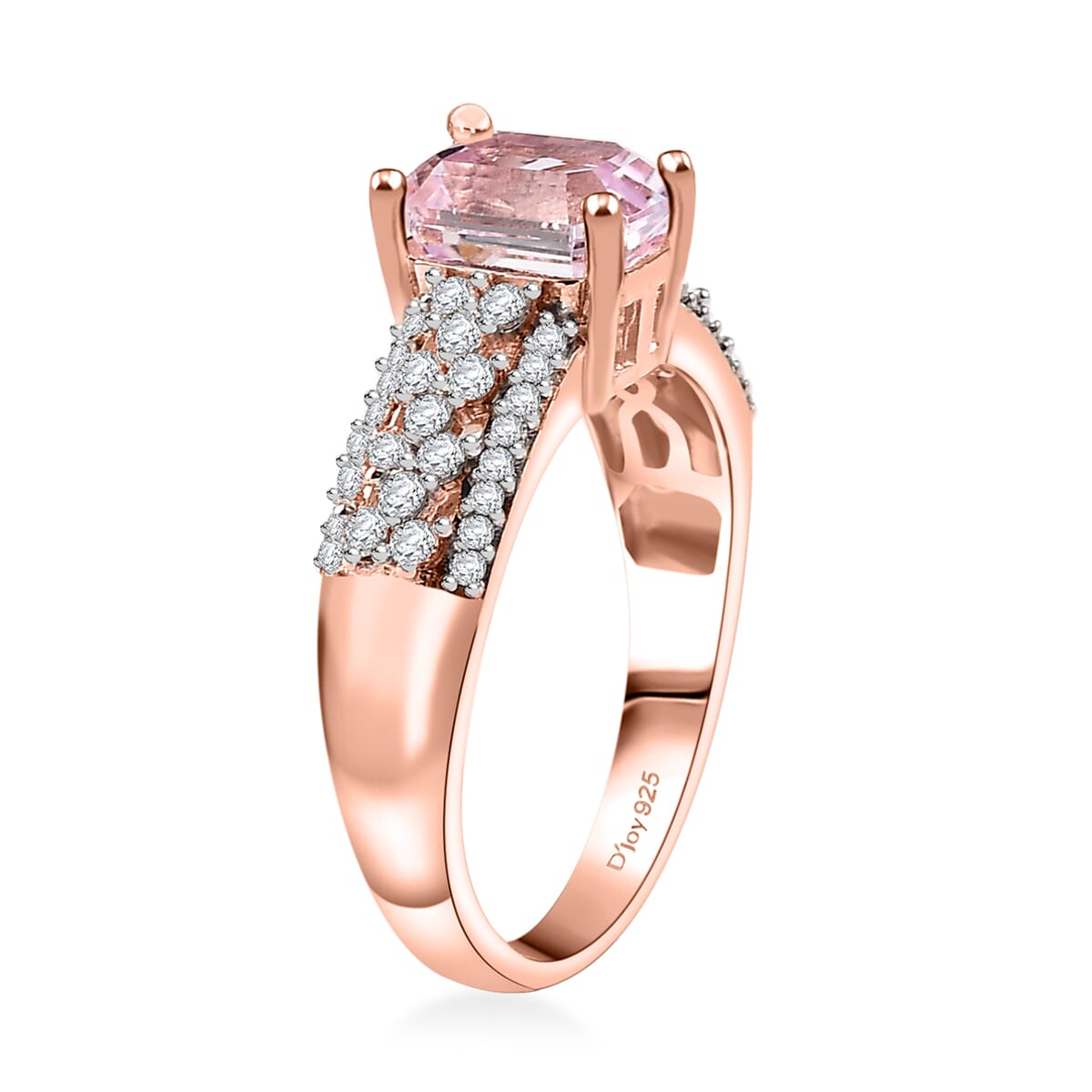 Premium Martha Rocha Kunzite and Moissanite 2.60 ctw Art Deco Ring in 18K Vermeil Rose Gold Over Sterling Silver (Size 7.0) image number 3