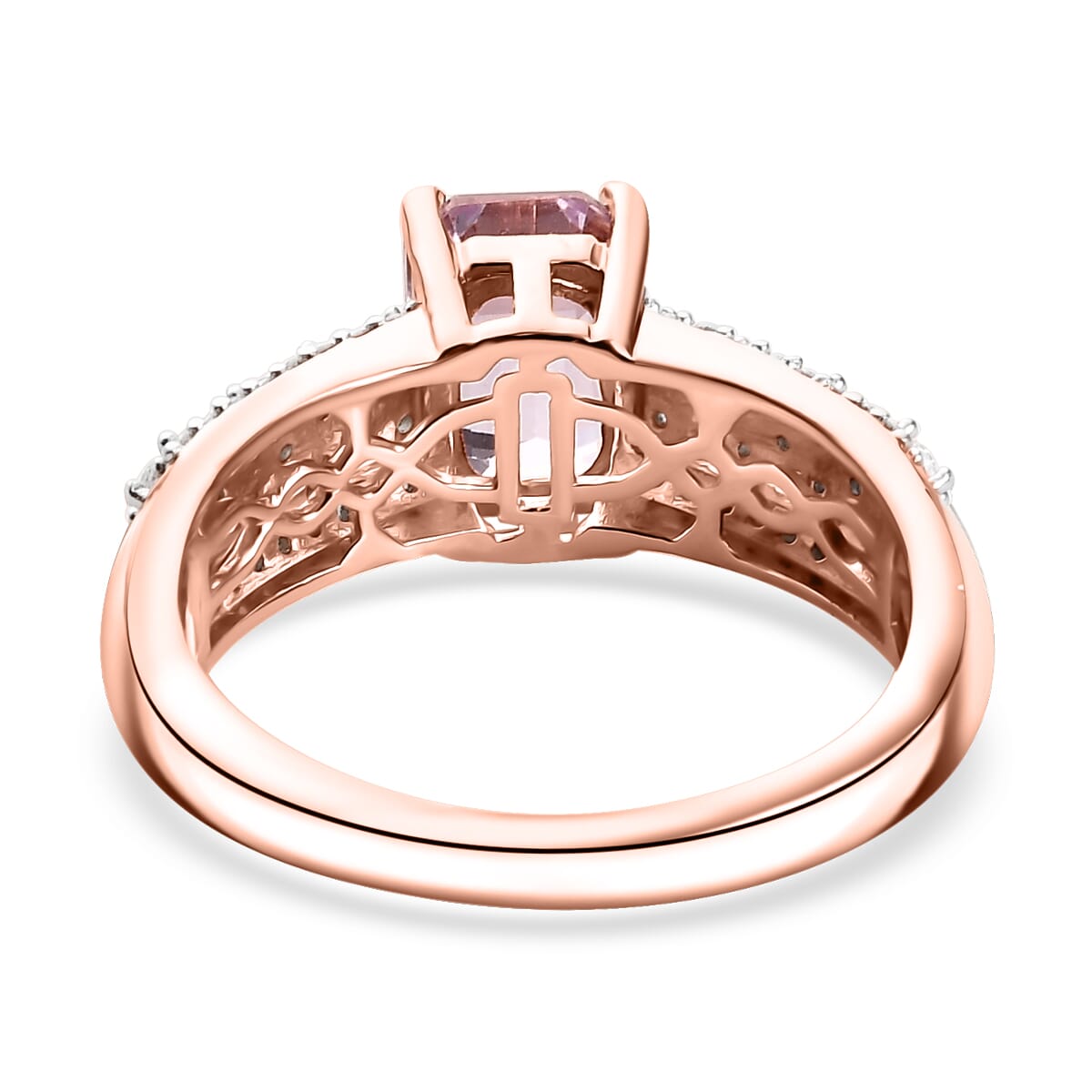 Premium Martha Rocha Kunzite and Moissanite 2.60 ctw Art Deco Ring in 18K Vermeil Rose Gold Over Sterling Silver (Size 7.0) image number 4