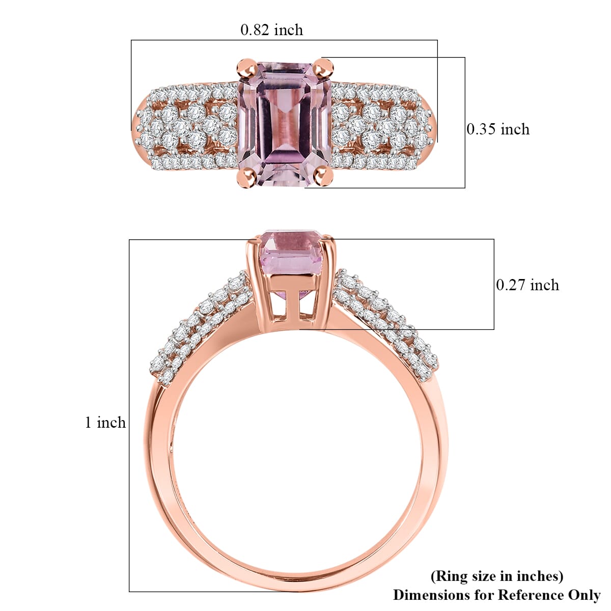Premium Martha Rocha Kunzite and Moissanite 2.60 ctw Art Deco Ring in 18K Vermeil Rose Gold Over Sterling Silver (Size 7.0) image number 5