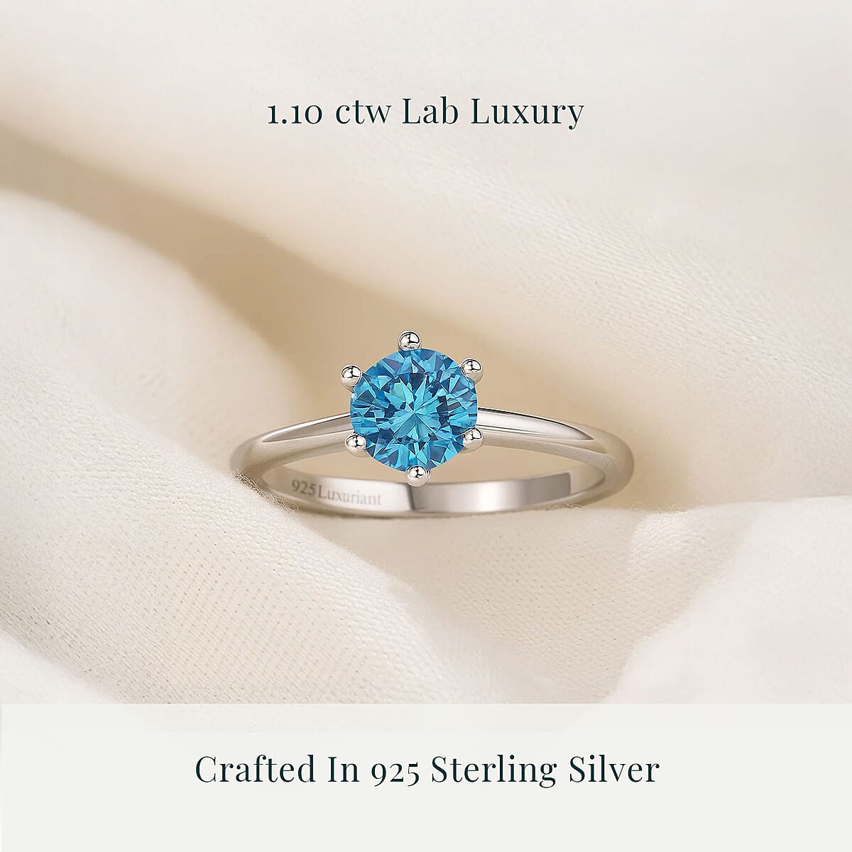 Luxuriant Lab Grown Blue Diamond VS 1.10 ctw Solitaire Ring in Sterling Silver (Size 7.0) image number 2