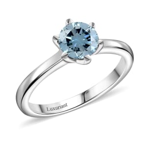Luxuriant Lab Grown Blue Diamond VS 1.10 ctw Solitaire Ring in Sterling Silver (Size 8.0)