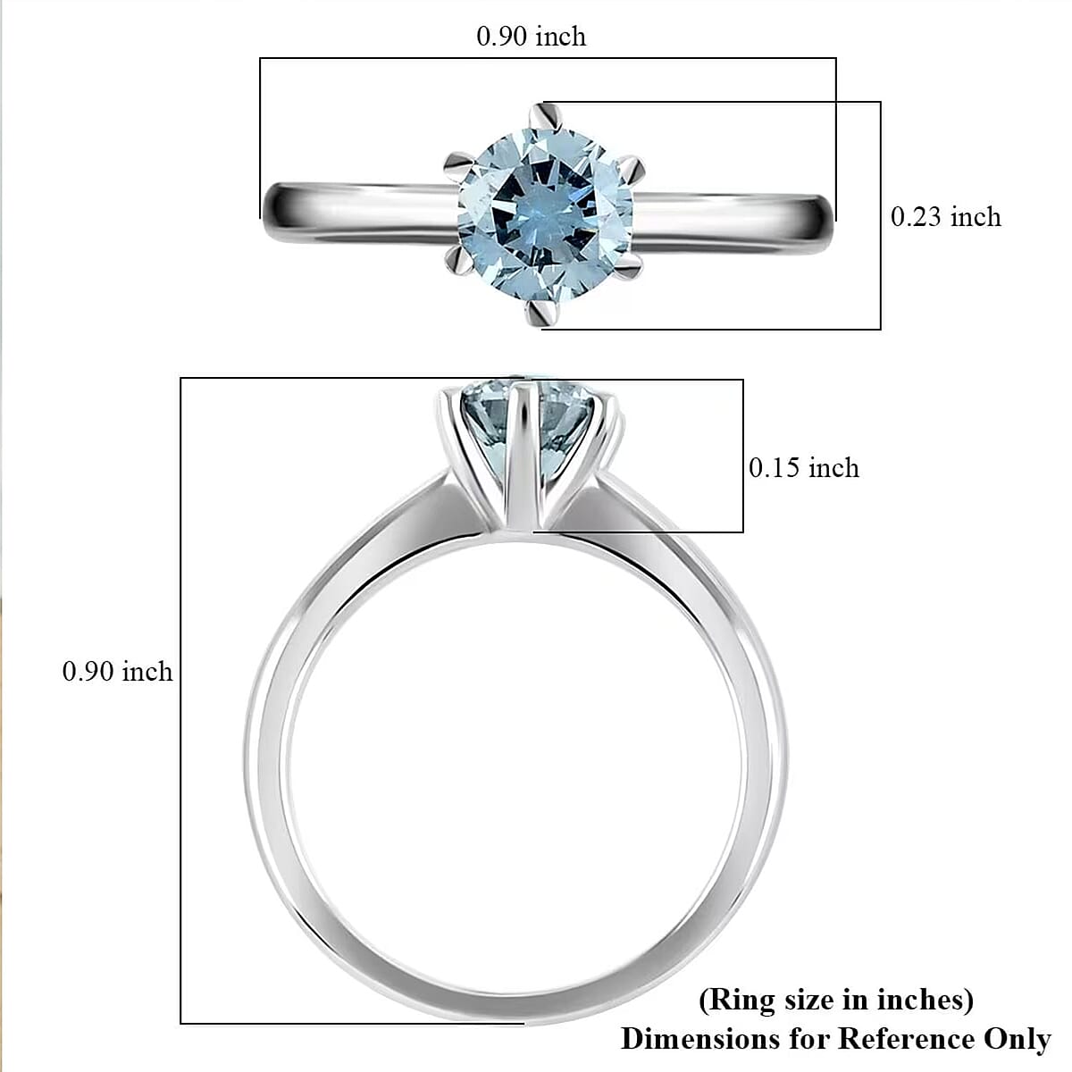 Luxuriant Lab Grown Blue Diamond (IR) VS 1.10 ctw Solitaire Ring in Sterling Silver (Size 8.0) image number 6