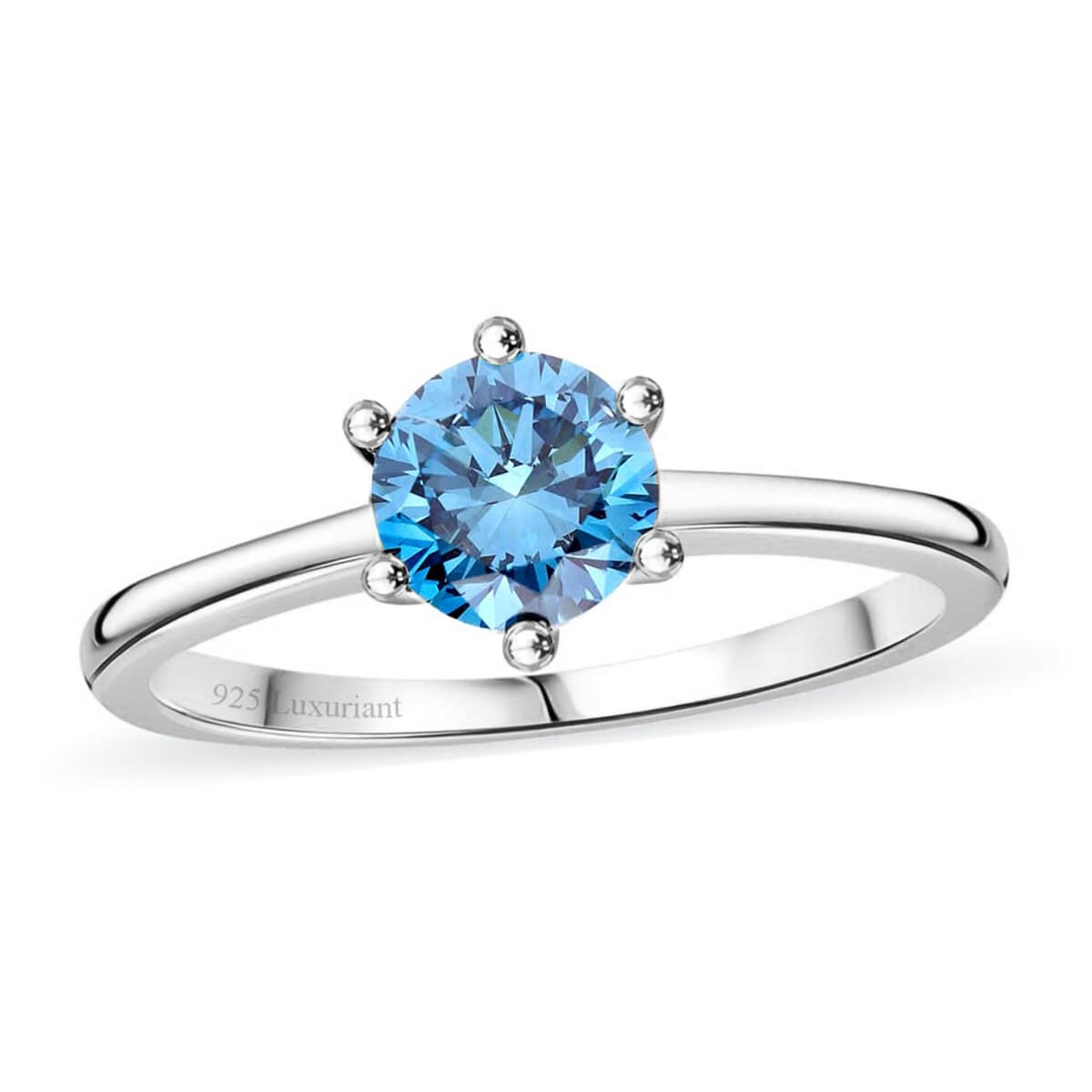 Luxuriant Lab Grown Blue Diamond VS 1.10 ctw Solitaire Ring in Sterling Silver (Size 9.0) image number 0