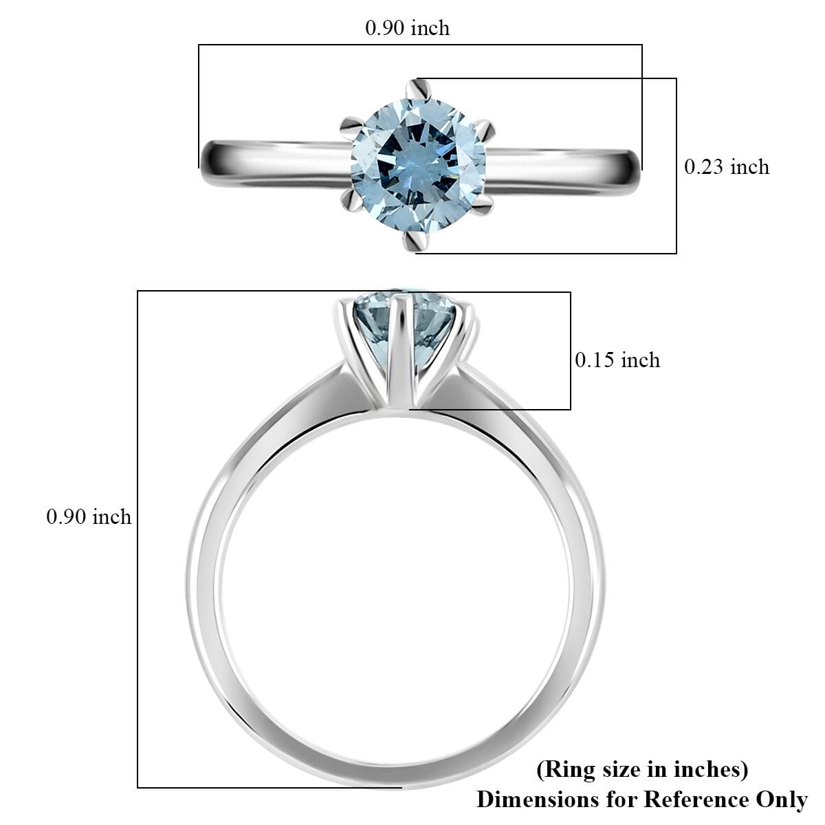 Luxuriant Lab Grown Blue Diamond VS 1.10 ctw Solitaire Ring in Sterling Silver (Size 9.0) image number 4