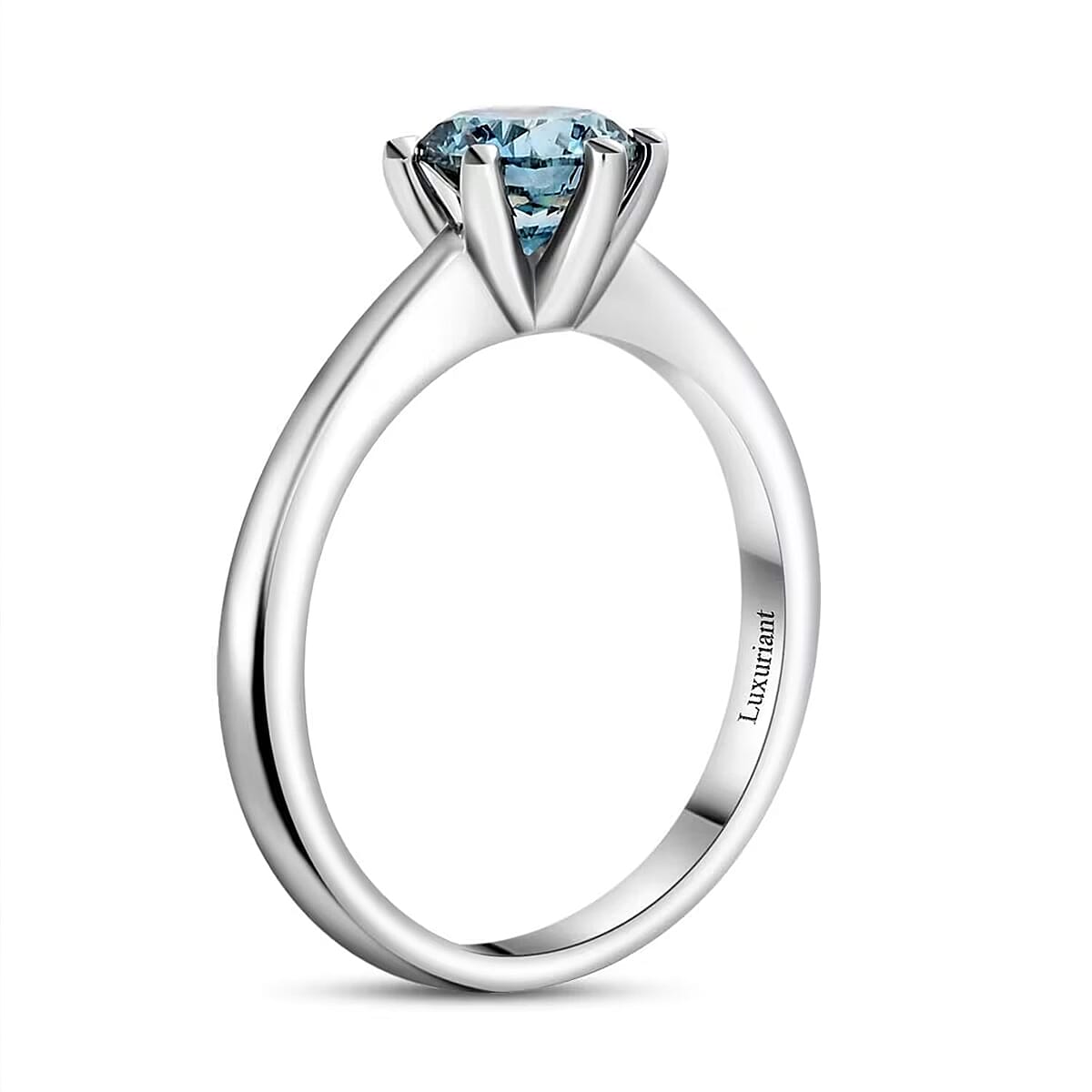 Luxuriant Lab Grown Blue Diamond (IR) VS 1.10 ctw Solitaire Ring in Sterling Silver (Size 9.0) image number 7