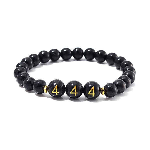Shungite Beaded Stretch Bracelet in Sterling Silver 87.00 ctw