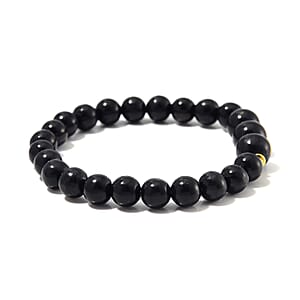 Shungite Beaded Stretch Bracelet in Sterling Silver 87.00 ctw