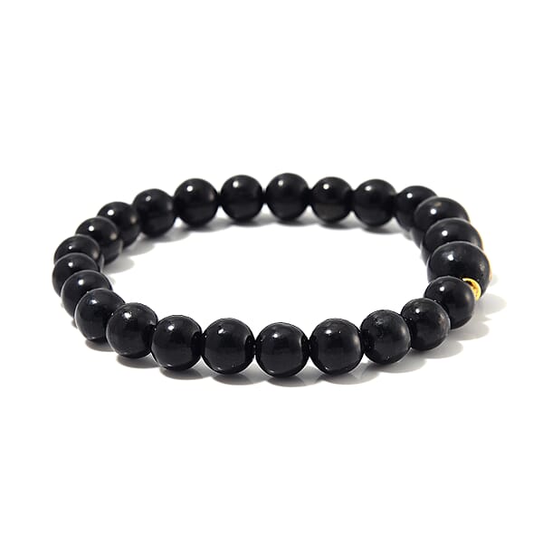 Shungite Beaded Stretch Bracelet in Sterling Silver 87.00 ctw