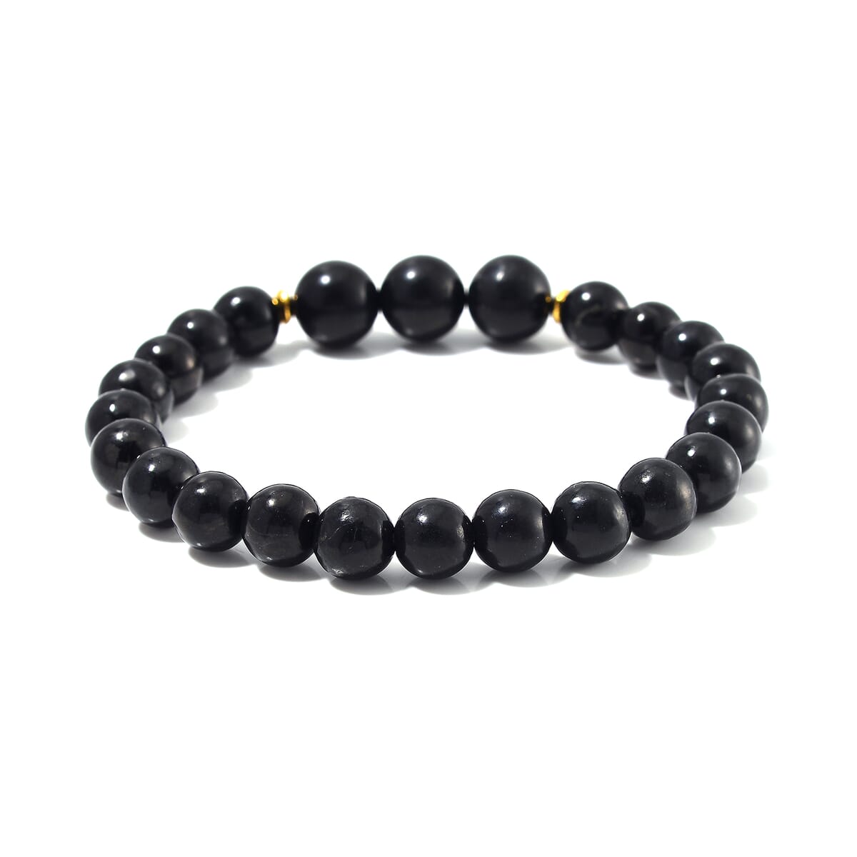 Shungite 8-11mm Beaded Stretch Bracelet in Sterling Silver 87.00 ctw image number 3