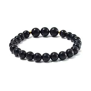 Shungite Beaded Stretch Bracelet in Sterling Silver 87.00 ctw