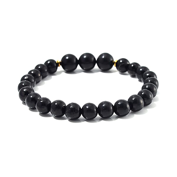 Shungite Beaded Stretch Bracelet in Sterling Silver 87.00 ctw