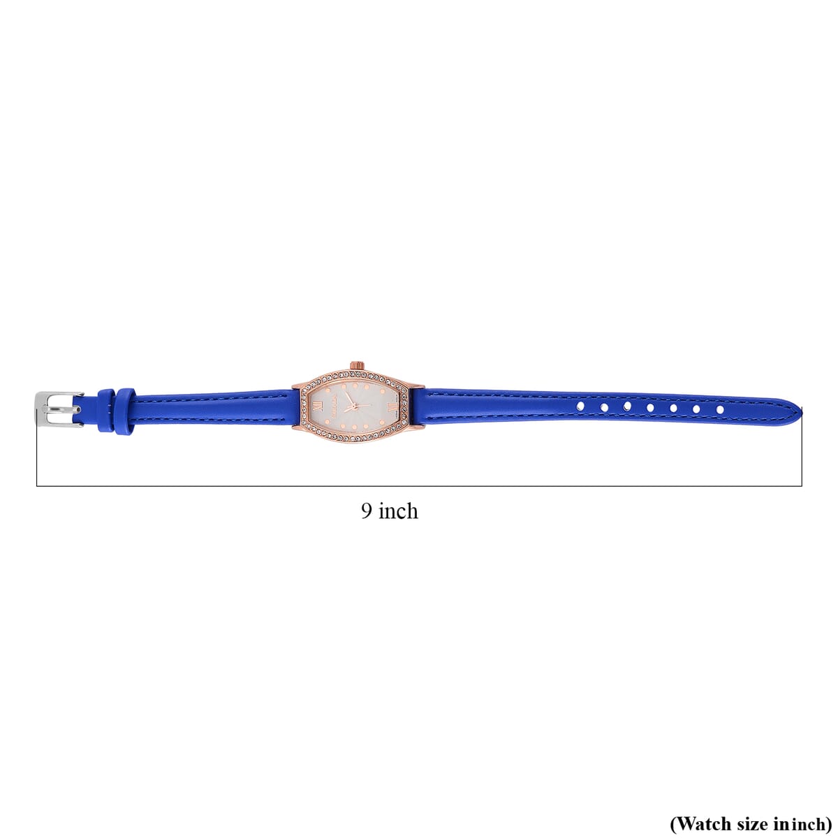 Strada Austrian Crystal Japanese Movement Watch with Dark Blue Faux Leather Strap image number 6