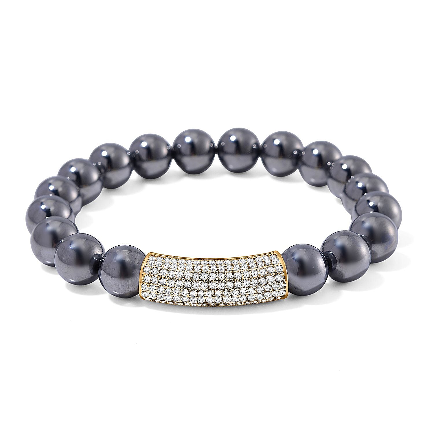 Terahertz and Austrian Crystal 126.00 ctw Beaded Bracelet (Adjustable) in 18K YG Plated
