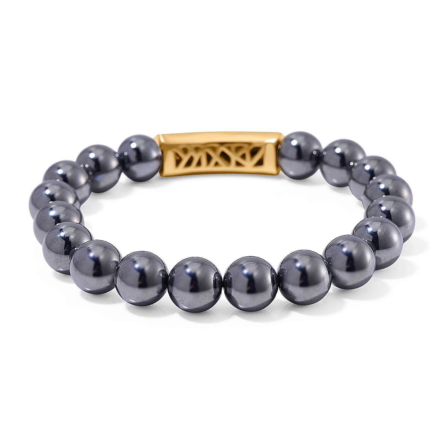 Terahertz and Austrian Crystal 126.00 ctw Beaded Bracelet (Adjustable) in 18K YG Plated