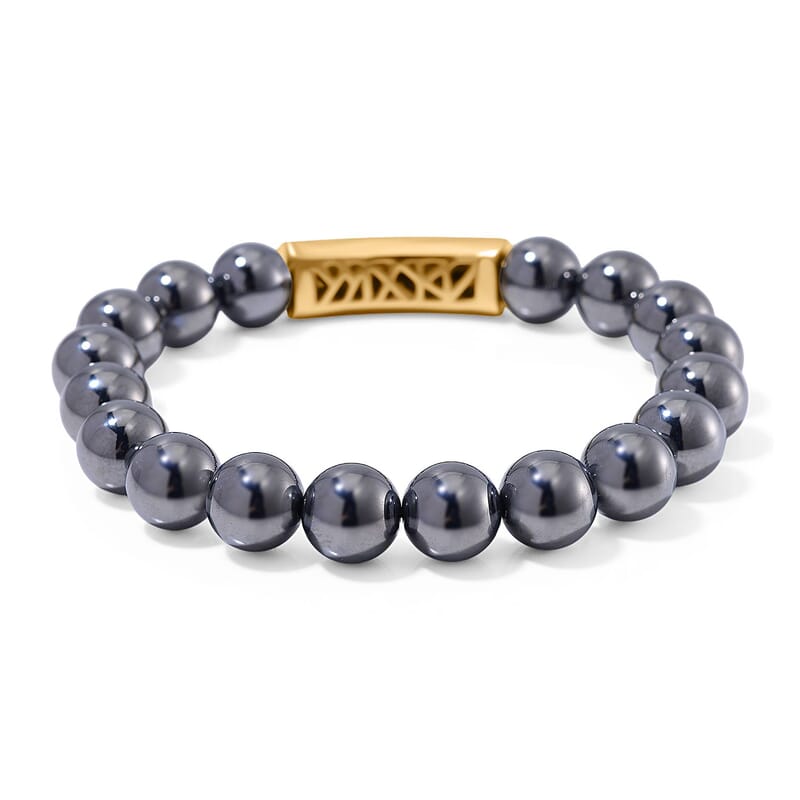 Terahertz and Austrian Crystal 126.00 ctw Beaded Bracelet (Adjustable) in 18K YG Plated