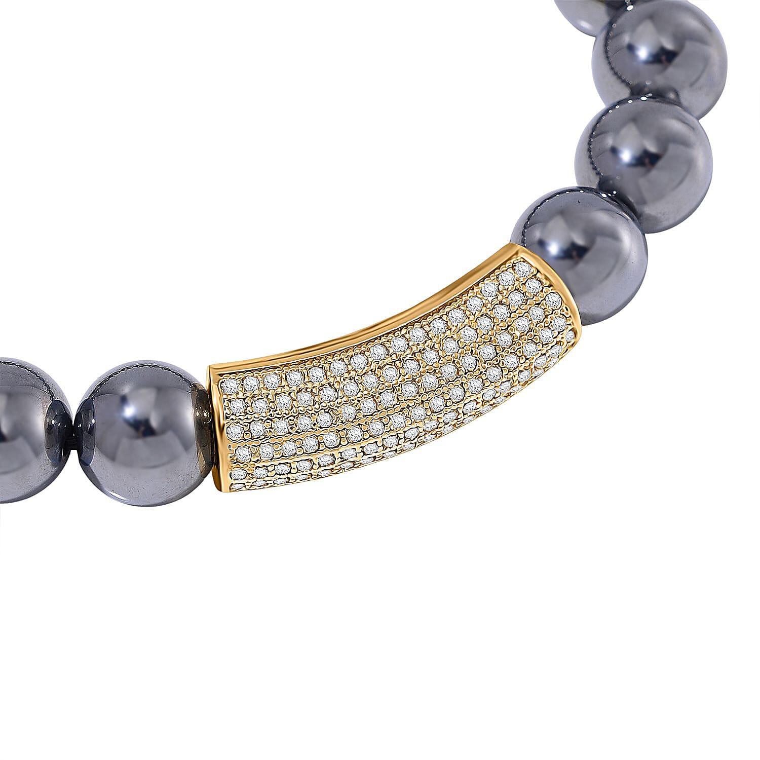 Terahertz and Austrian Crystal 126.00 ctw Beaded Bracelet (Adjustable) in 18K YG Plated