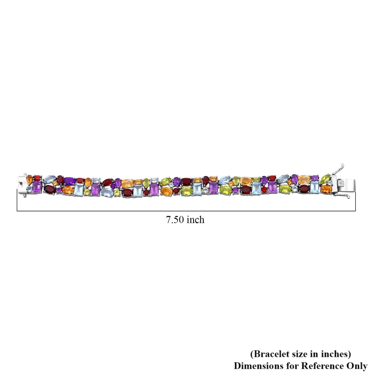Multi Gemstone 38.25 ctw Bracelet in Rhodium Over Sterling Silver (7.25 In) image number 3