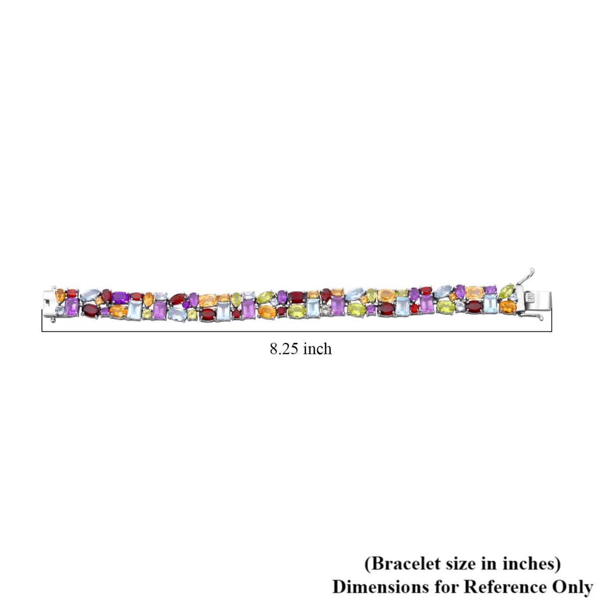 Multi Gemstone 40.00 ctw Bracelet in Rhodium Over Sterling Silver (8.00 In) image number 3
