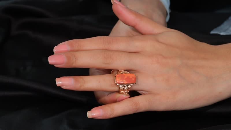 Karis Mojave Orange Turquoise 11.00 ctw Solitaire Ring in 18K RG Plated (Size 10.0)