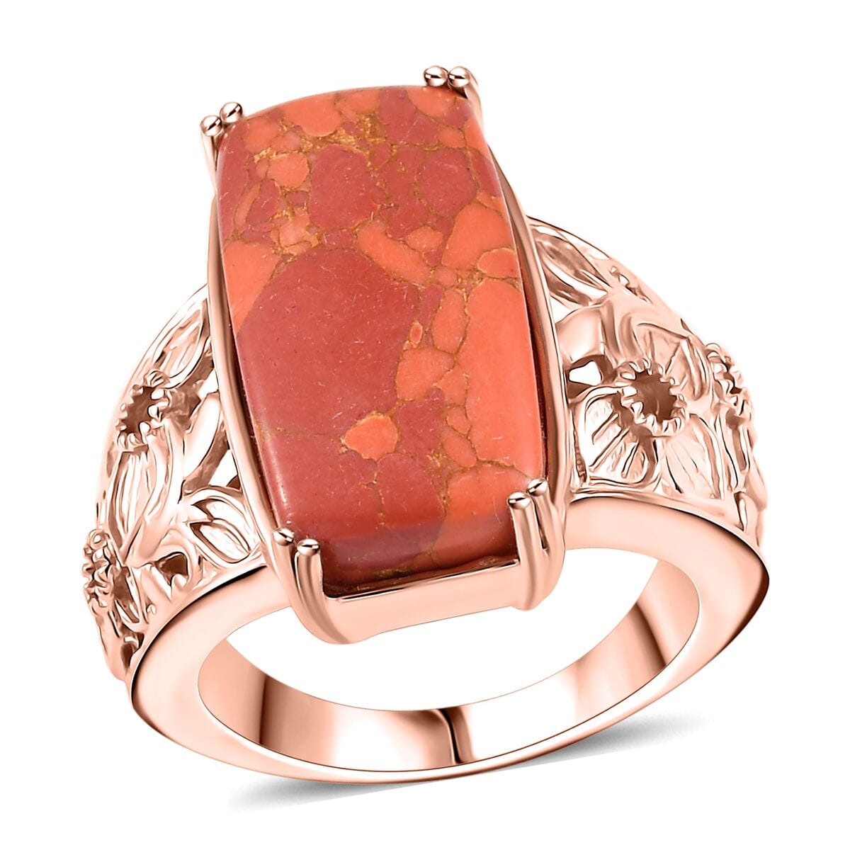 Karis Mojave Orange Turquoise 11.00 ctw Solitaire Ring in 18K RG Plated (Size 6.0) image number 0