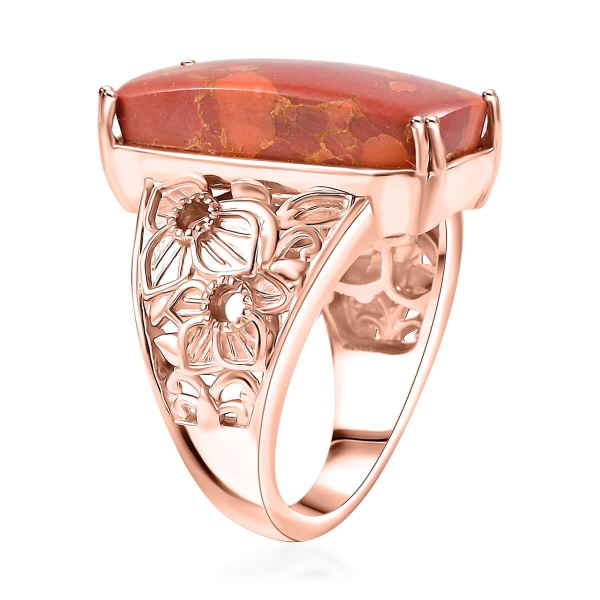 Karis Mojave Orange Turquoise 11.00 ctw Solitaire Ring in 18K RG Plated (Size 6.0) image number 3