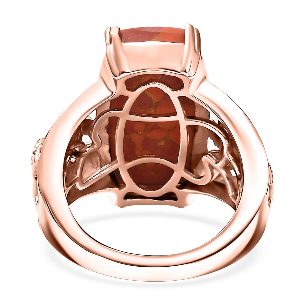 Karis Mojave Orange Turquoise 11.00 ctw Solitaire Ring in 18K RG Plated (Size 6.0) image number 4