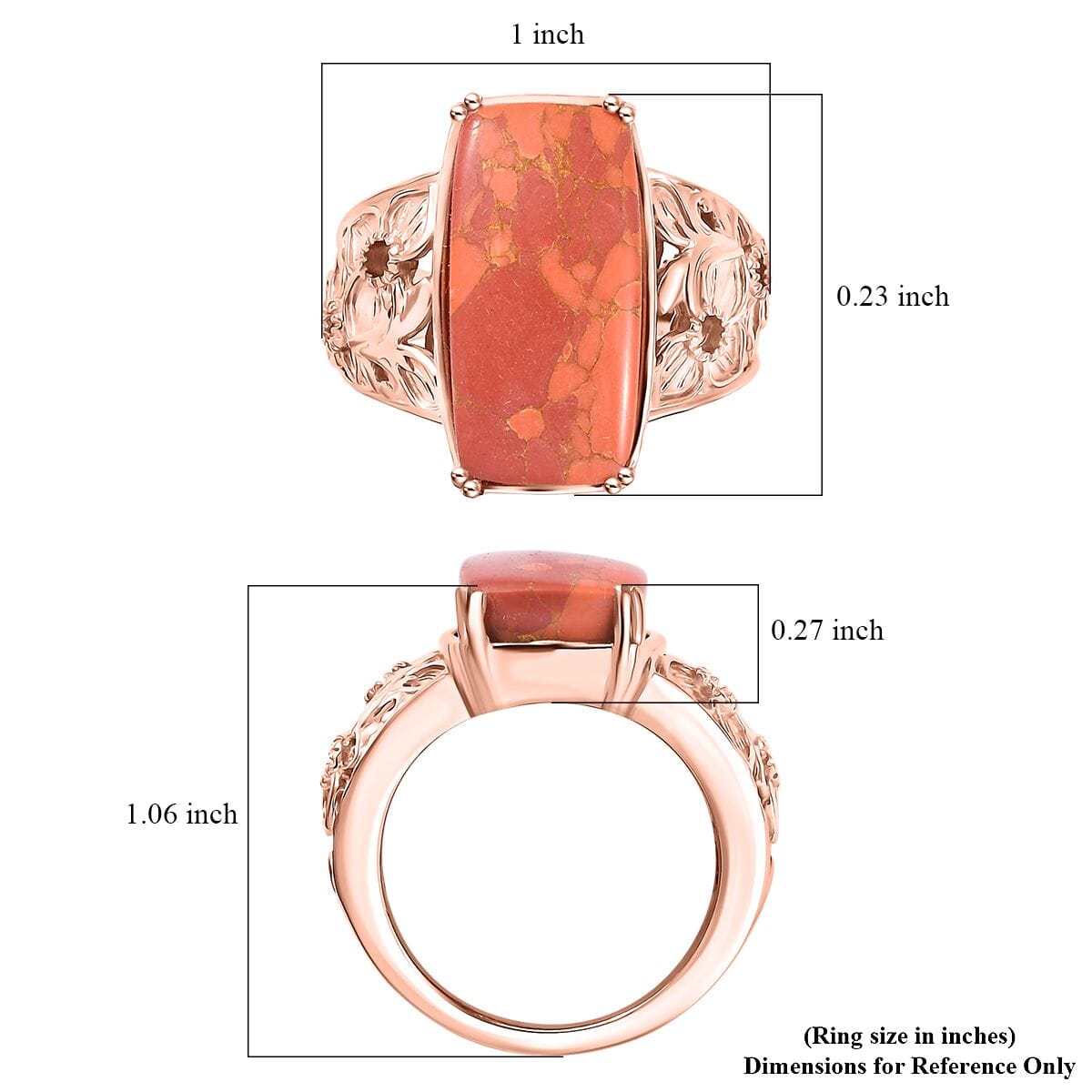 Karis Mojave Orange Turquoise 11.00 ctw Solitaire Ring in 18K RG Plated (Size 6.0) image number 5