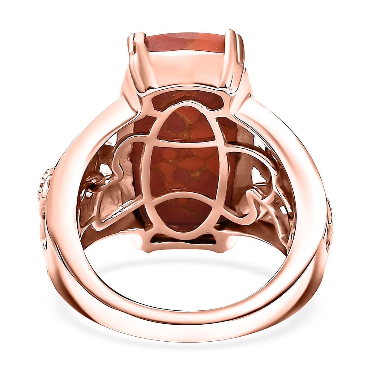 Karis Mojave Orange Turquoise 11.00 ctw Solitaire Ring in 18K RG Plated (Size 7.0) image number 4