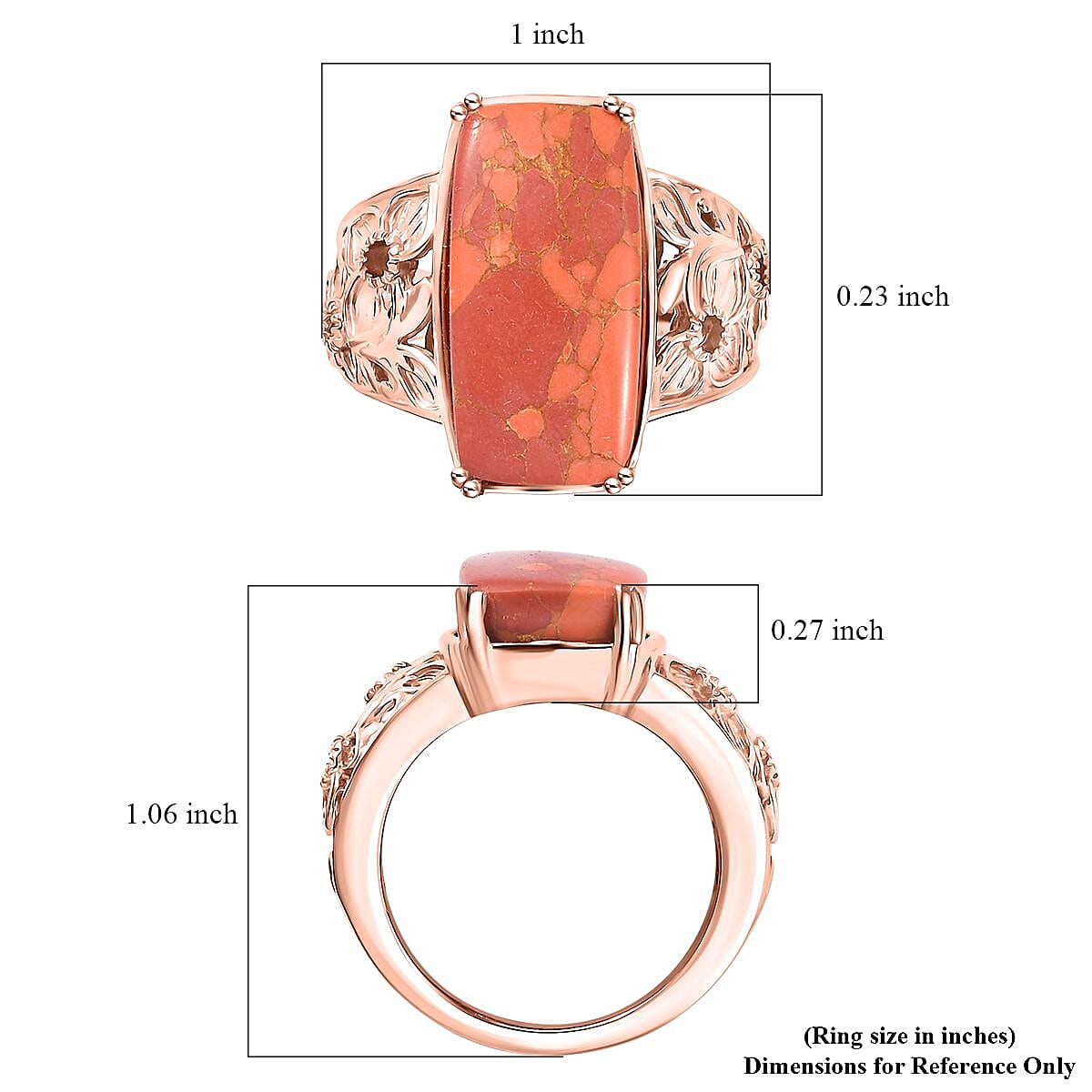 Karis Mojave Orange Turquoise 11.00 ctw Solitaire Ring in 18K RG Plated (Size 7.0) image number 5
