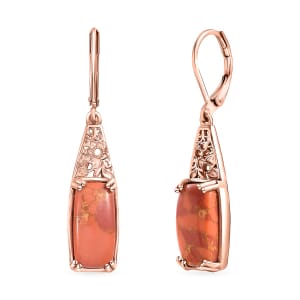 Karis Mojave Orange Turquoise 8.80 ctw Lever Back Earrings in 18K RG Plated