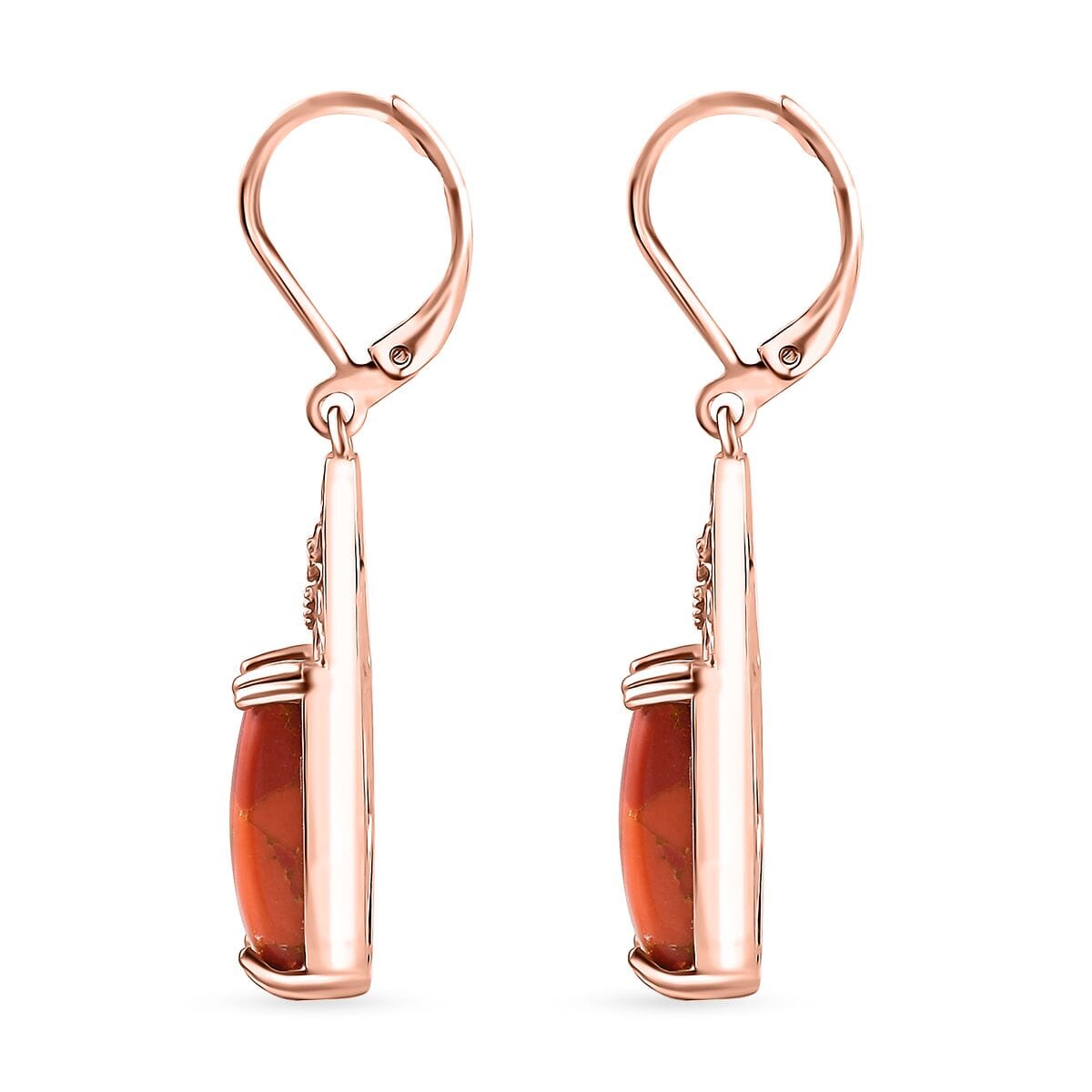 Karis Mojave Orange Turquoise 8.80 ctw Lever Back Earrings in 18K RG Plated image number 3