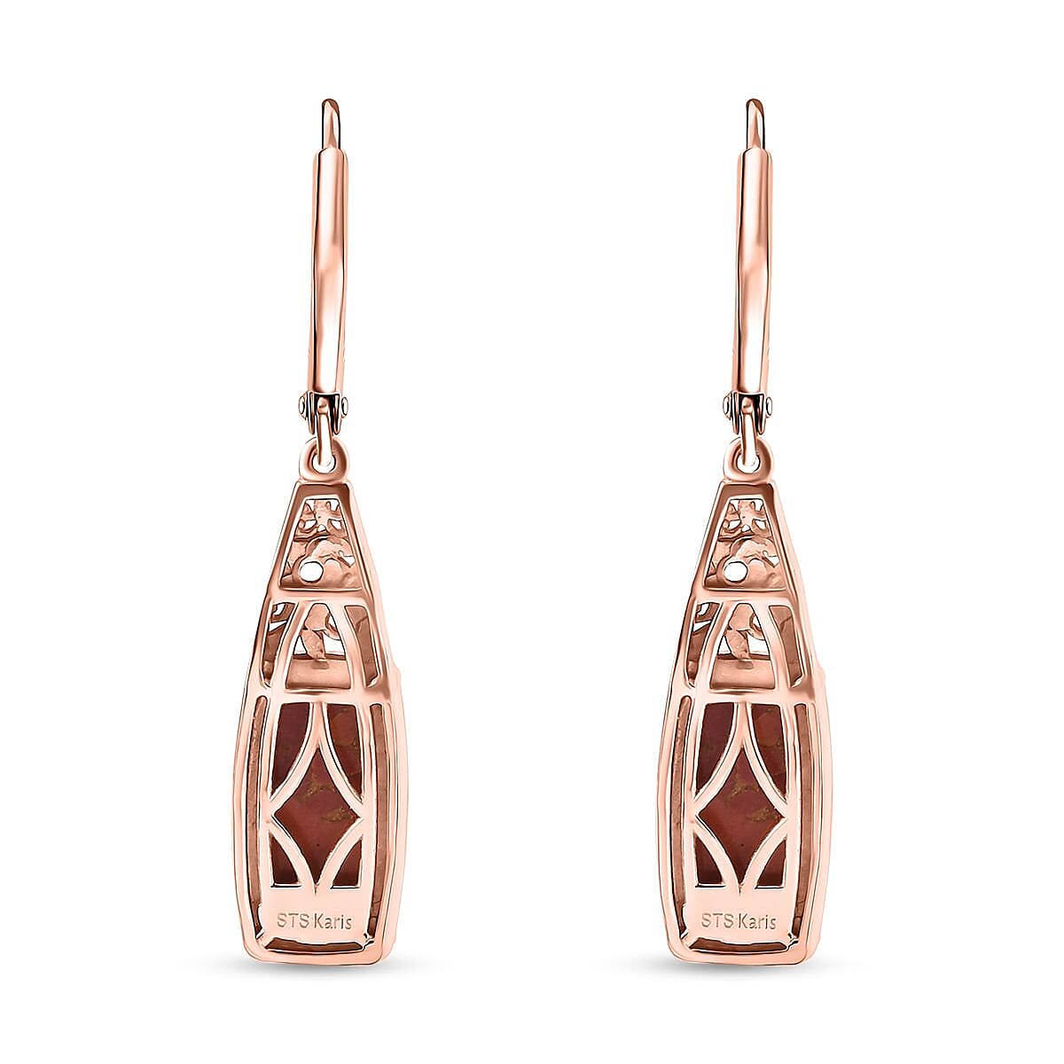 Karis Mojave Orange Turquoise 8.80 ctw Lever Back Earrings in 18K RG Plated