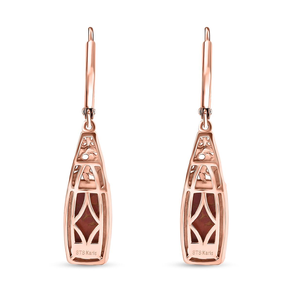 Karis Mojave Orange Turquoise 8.80 ctw Lever Back Earrings in 18K RG Plated image number 4