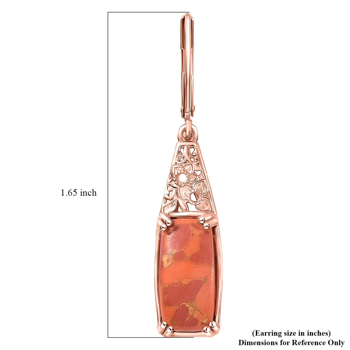Karis Mojave Orange Turquoise 8.80 ctw Lever Back Earrings in 18K RG Plated image number 5