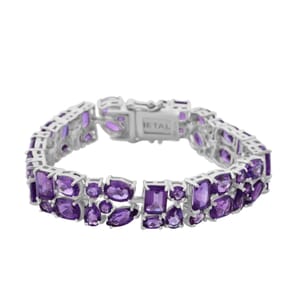 African Amethyst 29.30 ctw Bracelet in Rhodium Over Sterling Silver (6.50 In)