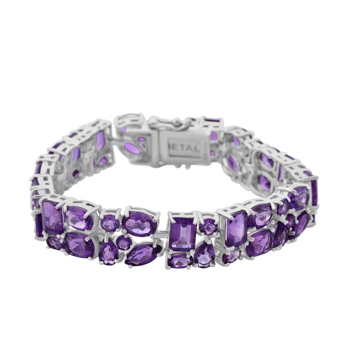 African Amethyst 33.90 ctw Bracelet in Rhodium Over Sterling Silver (7.25 In) image number 0