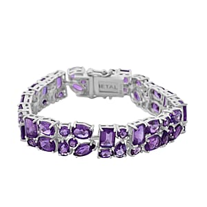 African Amethyst 33.90 ctw Bracelet in Rhodium Over Sterling Silver (7.25 In)