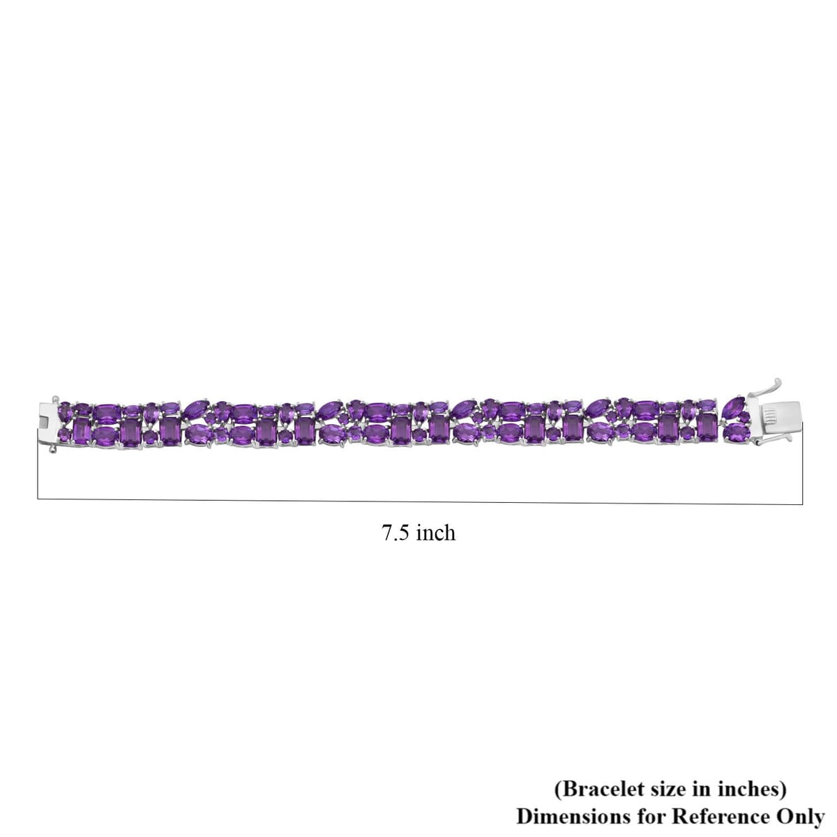 African Amethyst 33.90 ctw Bracelet in Rhodium Over Sterling Silver (7.25 In) image number 3