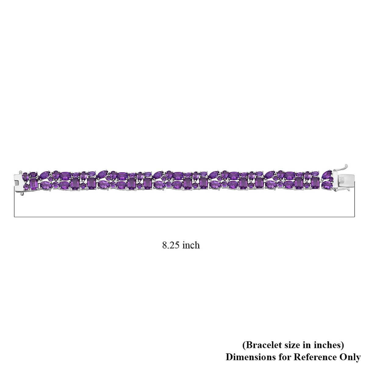 African Amethyst 35.85 ctw Bracelet in Rhodium Over Sterling Silver (8.00 In) image number 3