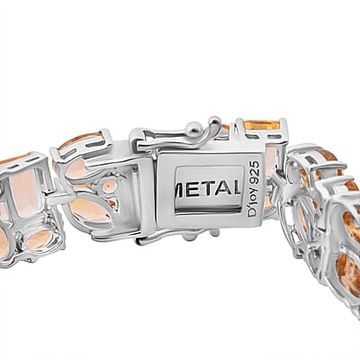 Brazilian Citrine 31.60 ctw Bracelet in Rhodium Over Sterling Silver (7.25 In)