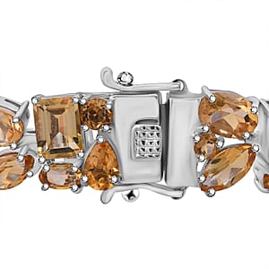 Brazilian Citrine 31.60 ctw Bracelet in Rhodium Over Sterling Silver (7.25 In)