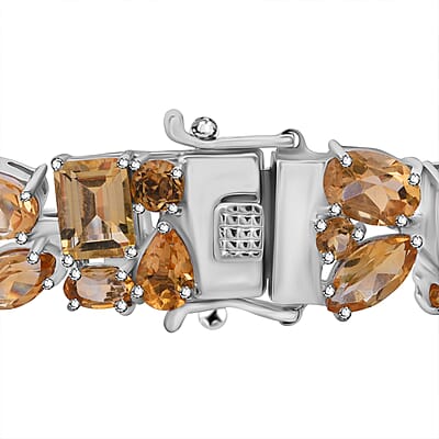 Brazilian Citrine 31.60 ctw Bracelet in Rhodium Over Sterling Silver (7.25 In)