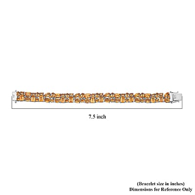 Brazilian Citrine 31.60 ctw Bracelet in Rhodium Over Sterling Silver (7.25 In)