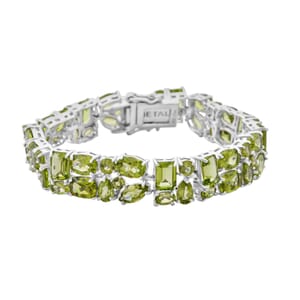 Peridot 30.20 ctw Bracelet in Rhodium Over Sterling Silver (6.50 In)