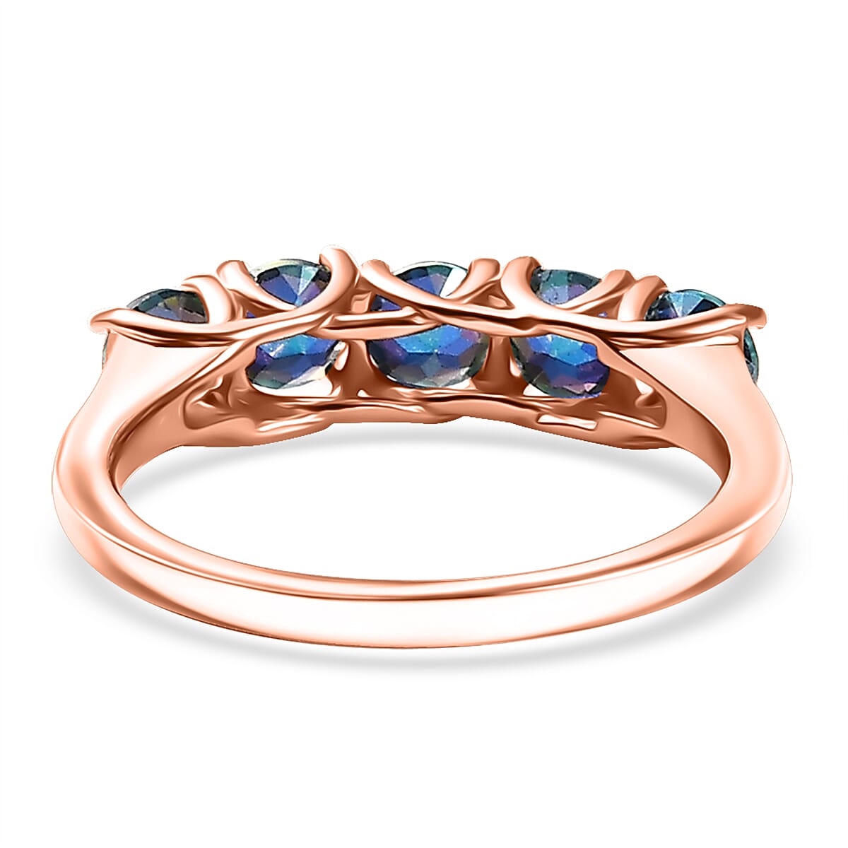 D'Joy Savage Fire Mystic Topaz 1.60 ctw 5 Stone Ring in 18K Vermeil Rose Gold Over Sterling Silver (Size 10.0) image number 4